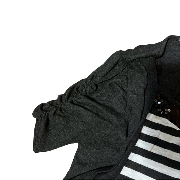 Gray, White, and Black Almost Famous Juniors Top Has Stripes and Sequins - Picture 4 of 5